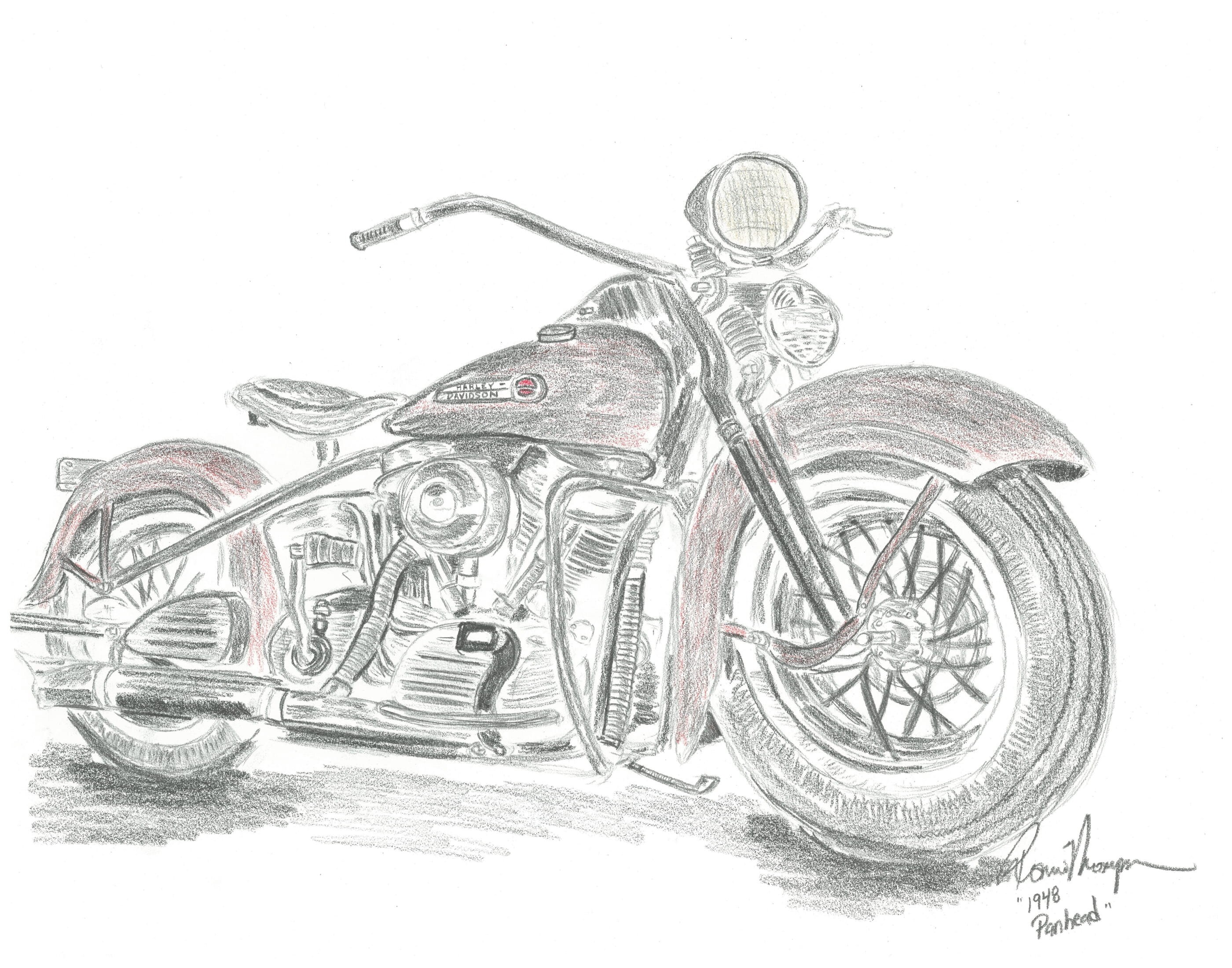thumbnail image 2 of 1948 Harley Davidson Panhead Vintage Motorcycle Poster Print, 24x36, Unframed 2 of 3