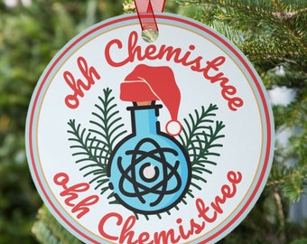 Funny Christmas Ornament Oh Christmas Tree Ornament Ohh Chemistree Ornament Punny Christmas Ornament Chemistry Teacher Gift