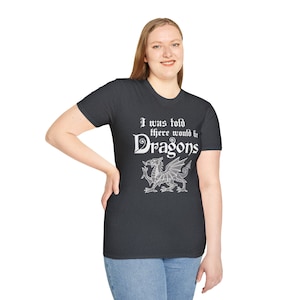 Renaissance Faire Unisex Softstyle T-Shirt I Was Told There Would Be Dragons Funny T-Shirt Medieval Fair Shirt Gift for Cos Player Neighbor image 5