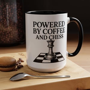 Coffee Lover Chess Player Mug, Funny Chess Coffee Cup, Gift for Chess Enthusiast, Ceramic Tea Mug for Gamers, Chessboard Design Coffee Mug,