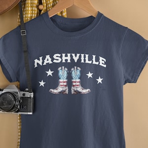 Nashville T-Shirt Vintage Style Nashville T Shirt Cowboy Boots Tee Patriotic Tee Shirt Matching Bachelorette Tees