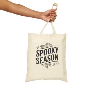 Halloween Spooky Season Tote Bag, Trick or Treat Bag, Organic Cotton Tote, Halloween Shopping Bag, Witchy Tote, Halloween Party Tote