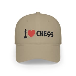 I love Chess Low Profile Baseball Cap Chess Player Baseball Hat Chess Coach Hat Chess Lover Gift for Chess Player Baseball Hall