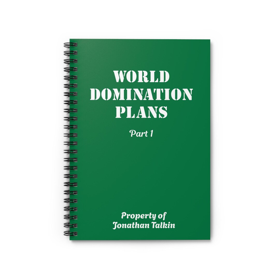 World Ruled Notebook Funny World Domination Plans Notebook - Spiral Journal, Ruled Line ...
