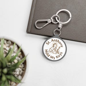 Saint Anthony Keychain Funny Religious Gift Idea Catholic Men New Driver Present Novelty Key Holder Charm Spiritual Faith Accessory