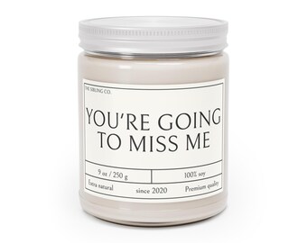 Vela de soja, "Me vas a extrañar", fragancia para el hogar, vela con tapa blanca, vela relajante, vela perfumada, vela de 255 ml