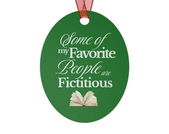 Metal Ornament, Book Lover Ornament, Christmas Tree Decor, Gift for Readers, Bibliophile Ornament, Literary Holiday Decor