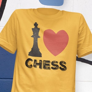 Schach-Jugend-T-Stück Schach-T-Shirt für Kinder-Shirt für Schach-Wettkampf Ich liebe Schach-Shirt für Schach-Turnier Schach-Jugend-Shirt für Online-Schach