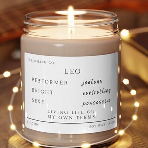 Leo Duftkerze Sojakerze, 9oz Lustige Kerze astrologische Kerze Lustig Löwe Kerze Geburtstagsgeschenk für Freundin Geschenk für BFF