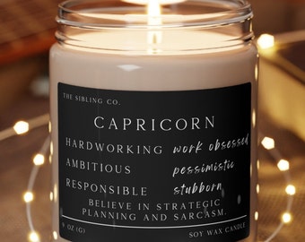 Candela di soia profumata al Capricorno, 9oz Candela divertente Candela astrologica Candela divertente del Capricorno Regalo di compleanno del Capricorno per la fidanzata