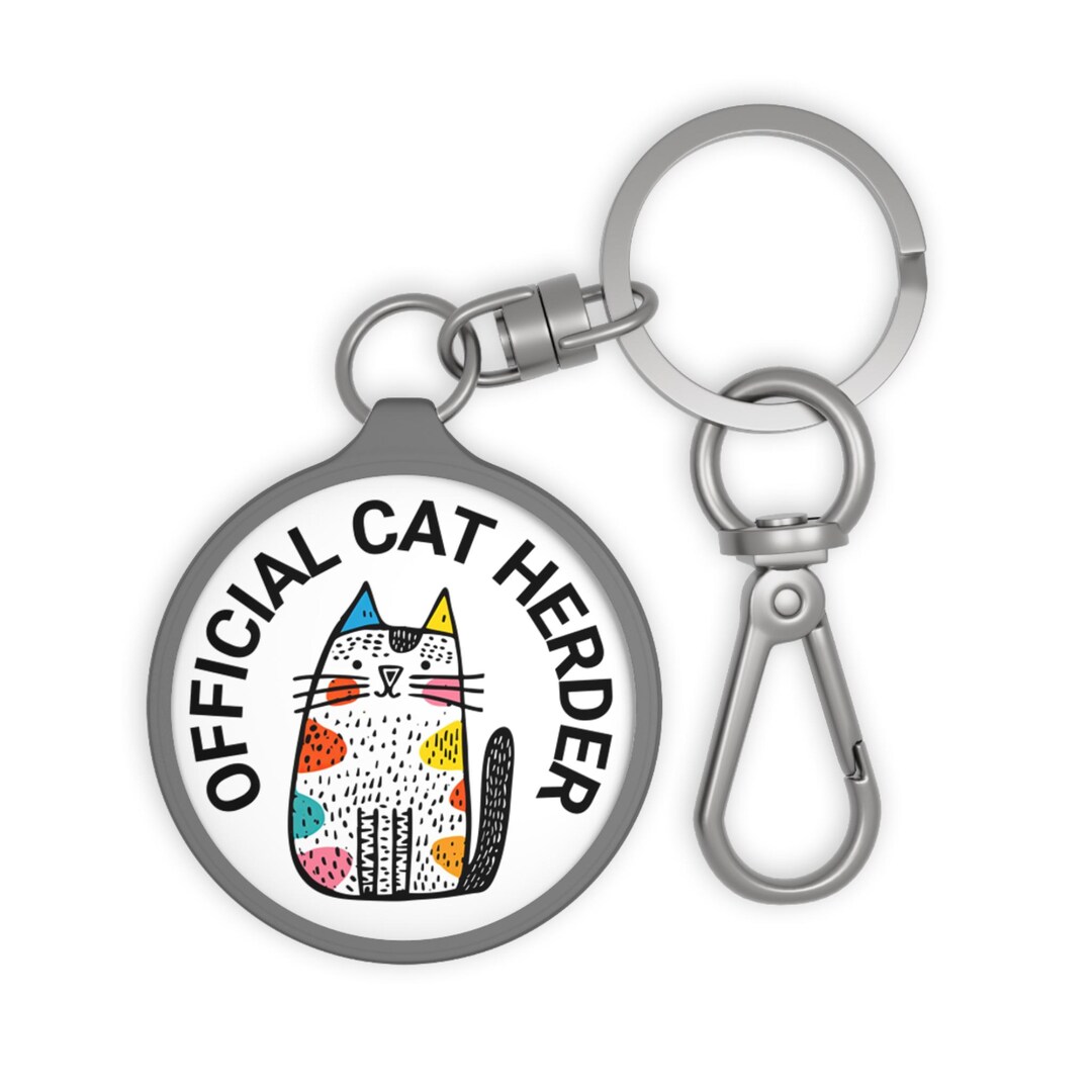 Keyring Tag, Cat Herder Keychain Cat Lover, Cat Mom Gift, Funny ...