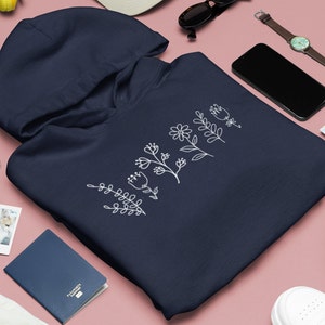 Spring Fling: Floral Delight Row of Flowers Hoodie Sweatshirt, Nature Lover Hooded Sweatshirt, Gift for Gardener