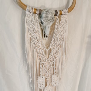 Faux Long Horn Cow Skull Macrame Wall Decor Handmade - Etsy