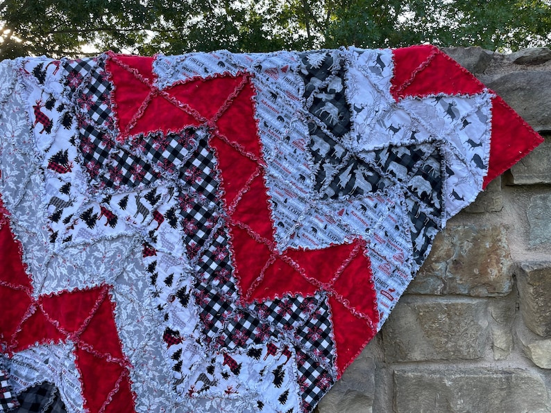 Rag Quilt Large 75 X 60 Throw Size Etsy