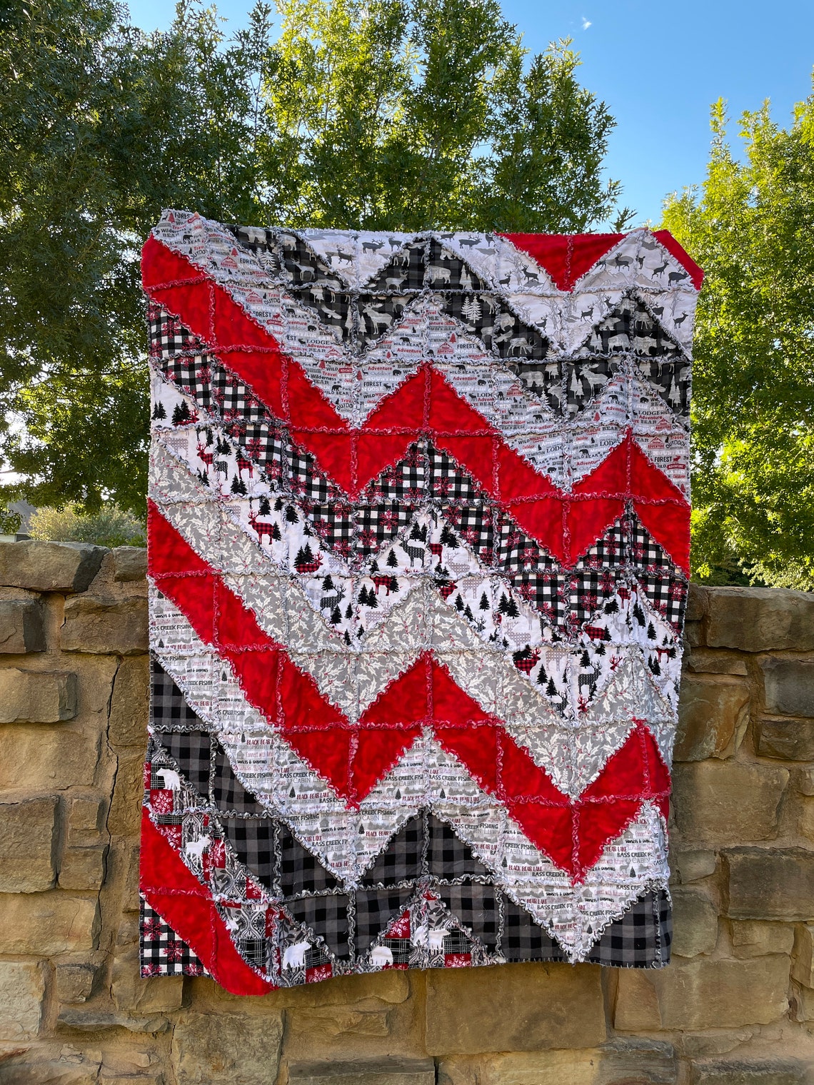 Rag Quilt Large 75 X 60 Throw Size Etsy