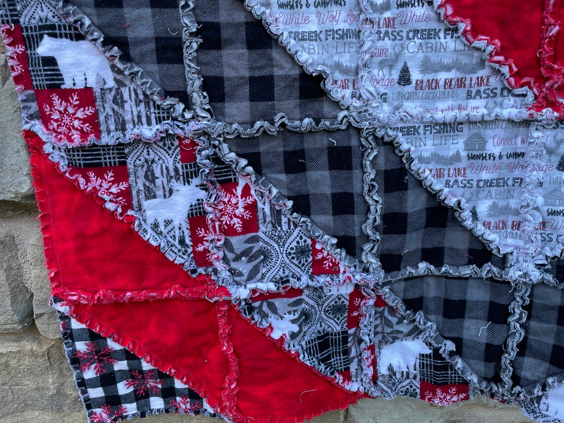 Rag Quilt Large 75 X 60 Throw Size Etsy