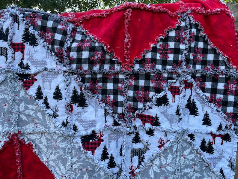 Rag Quilt Large 75 X 60 Throw Size Etsy