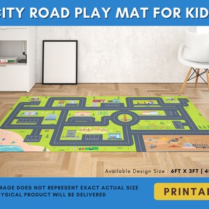 Kids City Town Roads Map Car Play Mat Printable Set Rug in Digital | Play Mat Layout Design ...