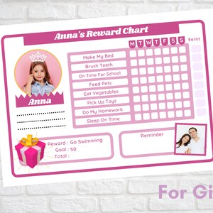 Chore Chart for Kids Printable Girl Chore Reward Template Canva ...