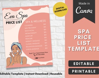 Spa Brochure Template Spa Trifold Brochure Template Canva - Etsy