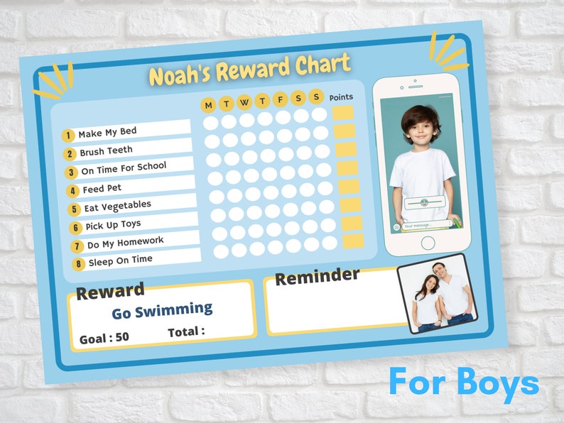 Chore Chart for Kids Printable Girl and Boy Reward Template | Etsy