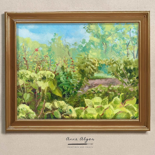 Original small oil painting print - "The Last of Summer" - Unframed 8x10 garden painting print
