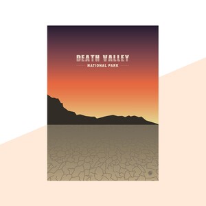 Death Valley California Minimalist Travel Poster Graphic Design Illustration Wall Art Print Matte Poster Colourful Ink Home Decor Gift