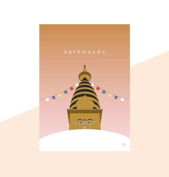 Nepal Travel Poster | Kathmandu Minimalist Wall Art Print
