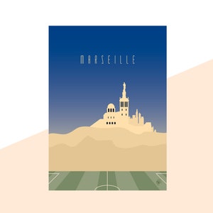 Marseille Provence Minimalist Travel Poster Graphic Design Illustration Wall Art Print Matte Poster Colourful Ink Home Decor Gift