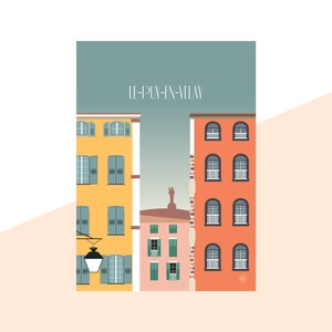 Puy-en-Velay Auvergne Minimalist Travel Poster Graphic Design Illustration Wall Art Print Matte Poster Colourful Ink Home Decor Gift