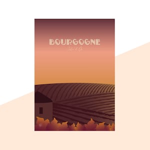 Bourgogne Minimalist Travel Poster Graphic Design Illustration Wall Art Print Matte Poster Colourful Ink Home Decor Gift