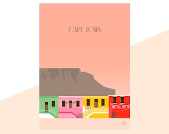 Kapstadt Reiseplakat Minimalist Grafikdesign Illustration Wand Kunst Druck Mattes Poster Bunte Tinte Wohnkultur Geschenk