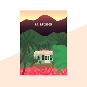 La Réunion Minimalist Travel Poster Graphic Design Illustration Wall Art Print Matte Poster Colourful Ink Home Decor Gift