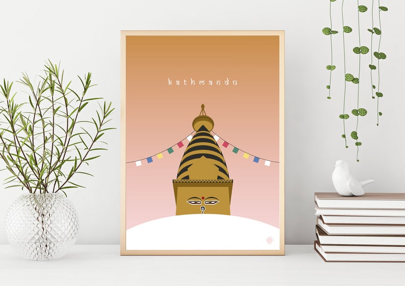 Nepal Travel Poster | Kathmandu Minimalist Wall Art Print image 2
