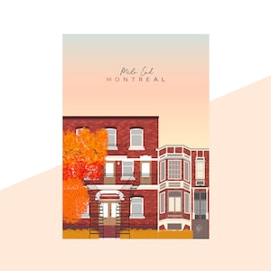 Affiche de voyage minimaliste Montréal Mile End 2 Graphisme Illustration Impression d'art mural Affiche mate Encre colorée Décoration d'intérieur Cadeau