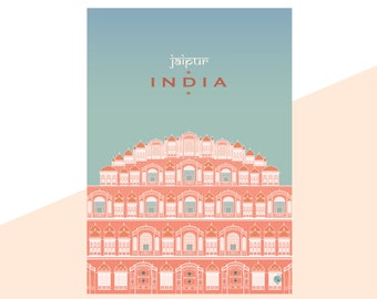 Inde Jaipur Minimaliste Voyage Affiche Design Graphique Illustration Mur Art Imprimer Mat Affiche Encre Colorée Home Decor Cadeau