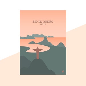 Rio de Janeiro Minimalist Travel Poster Graphic Design Illustration Wall Art Print Matte Poster Colourful Ink Home Decor Gift