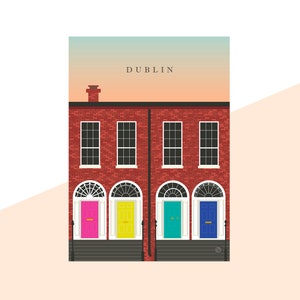 Dublin Minimalist Travel Poster Graphic Design Illustration Wall Art Print Matte Poster Colourful Ink Home Decor Gift