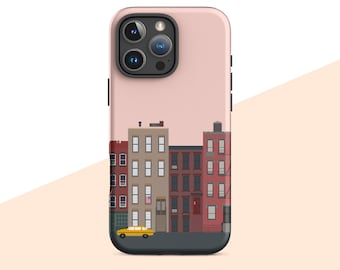 Funda resistente para iPhone® con diseño de la ciudad de Nueva York y estampado artístico estético. Funda duradera para iPhone 11, 12, 13, 14, 15, 16 Pro Max Mini