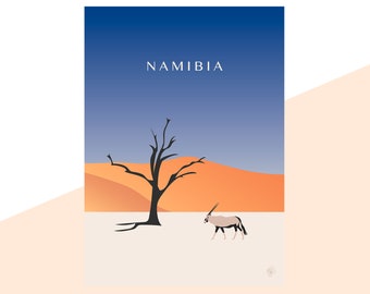 Namibia Minimalistisches Reiseplakat Grafikdesign Illustration Wandkunst Druck Mattes Poster Bunte Tinte Wohnkultur Geschenk