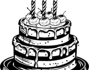 Birthday Cake SVG, Celebration Dessert Clipart, Cutting File, Cricut SVG, Silhouette SVG, Digital Download, Party Decor