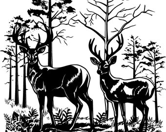 Deer in the Woods SVG, Deer SVG, Woodland Animal SVG, Deer Clipart, Cutting File, Cricut svg, Silhouette svg, Digital Download,