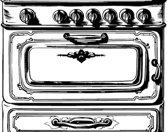 Vintage Stove SVG, Retro Kitchen Clipart, Cutting File, Cricut SVG, Silhouette SVG, Digital Download, Nostalgic Gift