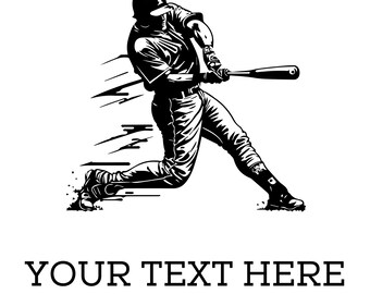 Customizable Baseball Player Swinging SVG File for Crafts and DIY Projects Canva Link