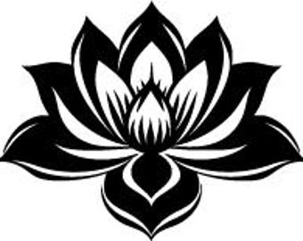 Simple Lotus Flower Vector Outline | Digital Lotus Design | Black and White Lotus Clipart | Zen Yoga Flower Art | Meditation Flower SVG