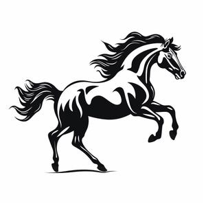 Image vectorielle simple cheval, contour noir et blanc, art cheval au galop, fichier numérique pour gravure, impression, décoration DIY