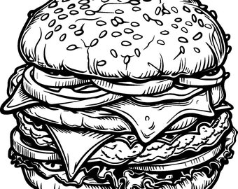 Cheeseburger SVG, Delicious Food Clipart, Cutting File, Cricut SVG, Silhouette SVG, Digital Download, Foodie Gift