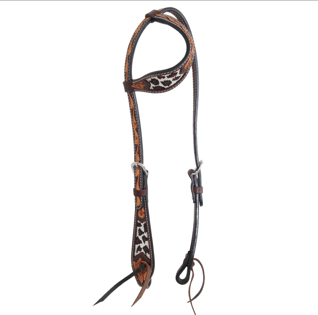 Western Two Tone Tack Set of Headstall and Breast Collar With Beaded