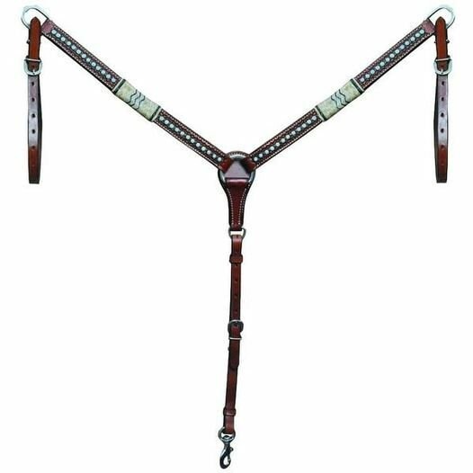 SS Ring Tack Set pour Cheval Western Cheval Tressé En Cuir