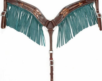 Ensemble Western Bling En Cuir Marron – Tête Et Collier Avec Pierres – Neuf